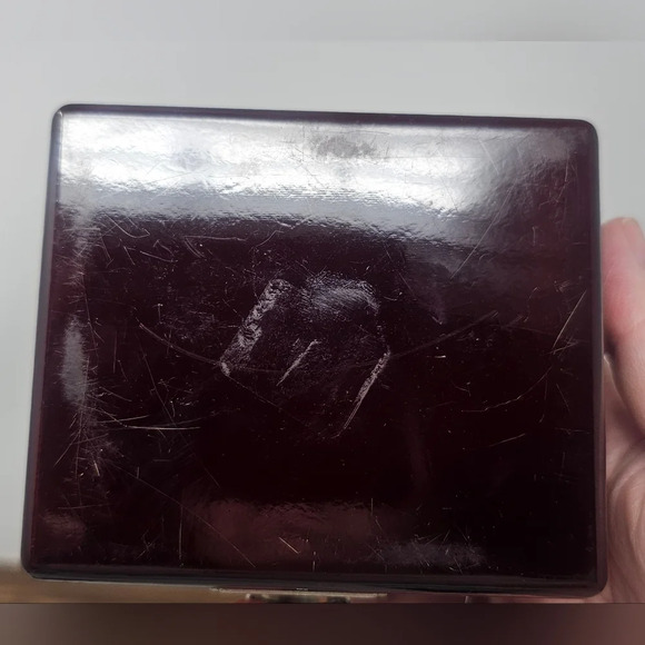 Vintage Jewelry Trinket Box in Brown Lacquer Asian Mother of Pearl Inlay Birds - Picture 8 of 15